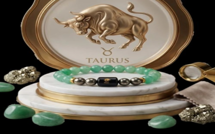 Taurus Zodiac Vrishabh Rashi Bracelet with Green Aventurine and Pyrite