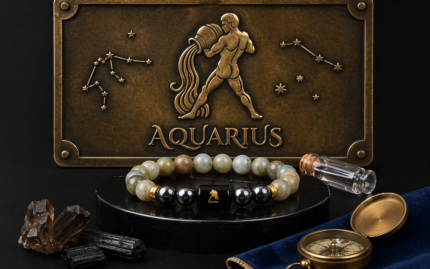 Aquarius Zodiac Kumbh Rashi Bracelet with Labradorite & Hematite