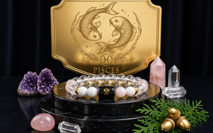 Pisces Zodiac Meen Rashi Bracelet with Amethyst & Aquamarine