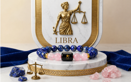 Libra Zodiac Tula Rashi Bracelet with Lapis Lazuli & Rose Quartz