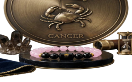 Cancer Zodiac Kark Rashi Bracelet with Rose Quartz & Black Tourmaline